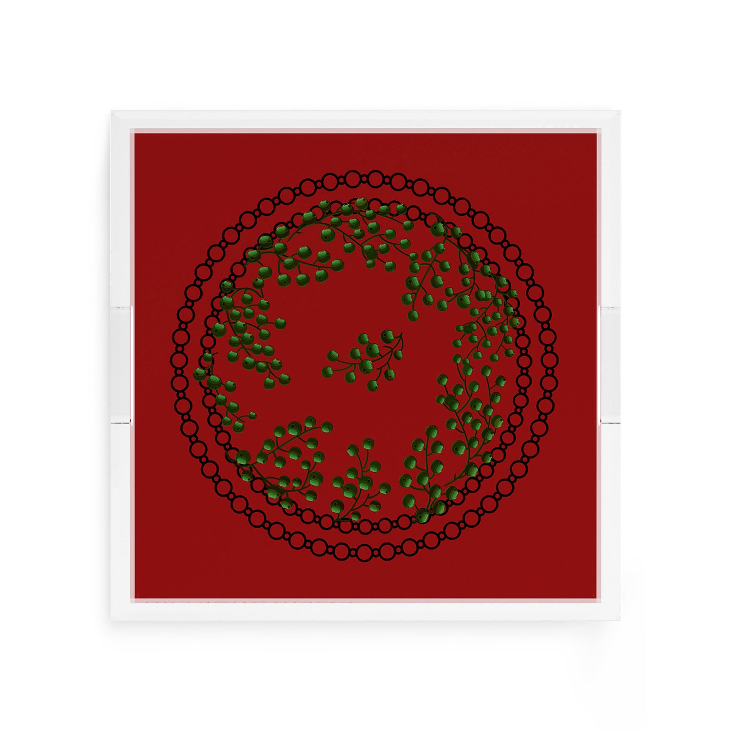 Christmas Berries Green Red 12X12 Acrylic Tray - nicolettemayer.com
