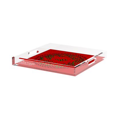 Christmas Berries Green Red 15X15 Acrylic Tray - nicolettemayer.com
