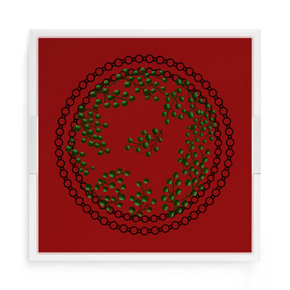 Christmas Berries Green Red 15X15 Acrylic Tray - nicolettemayer.com
