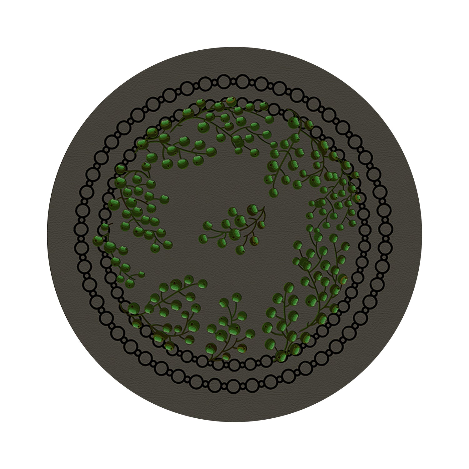 Christmas Berries Anthracite Green 16 Round Pebble Placemat Set of 4 - nicolettemayer.com