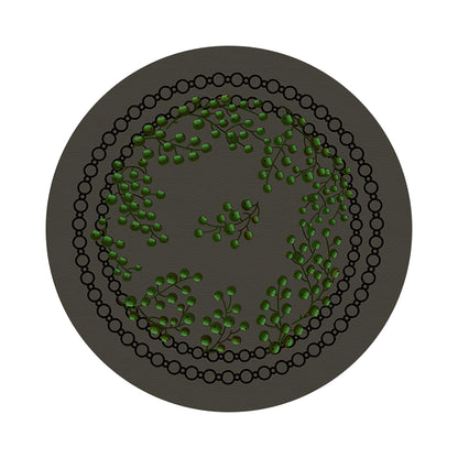 Christmas Berries Anthracite Green 16 Round Pebble Placemat Set of 4 - nicolettemayer.com