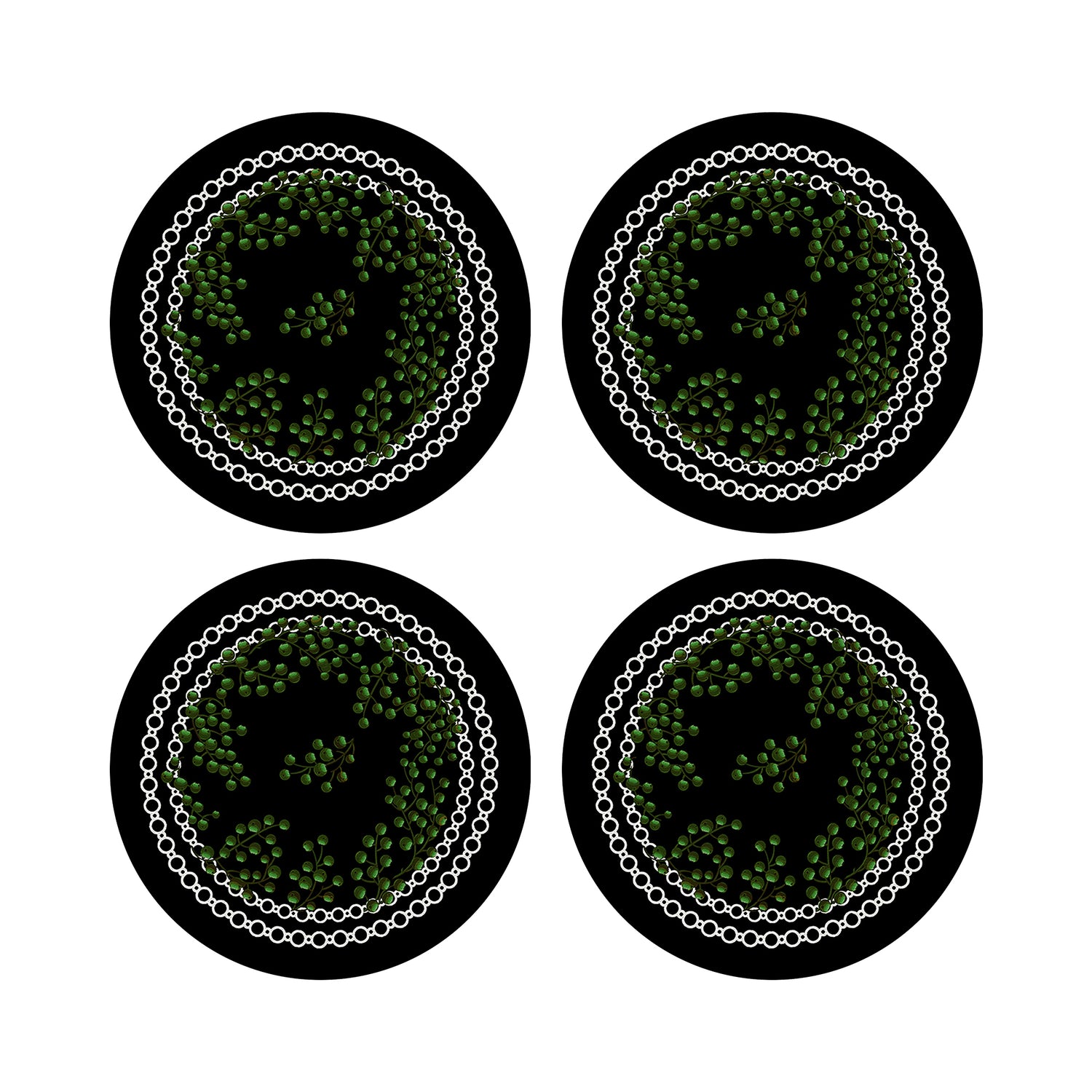 Christmas Berries Vegan Leather Round Pebble Placemat