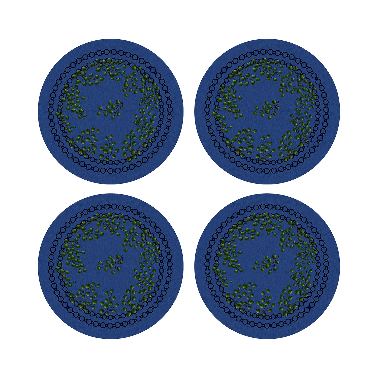 Christmas Berries Vegan Leather Round Pebble Placemat