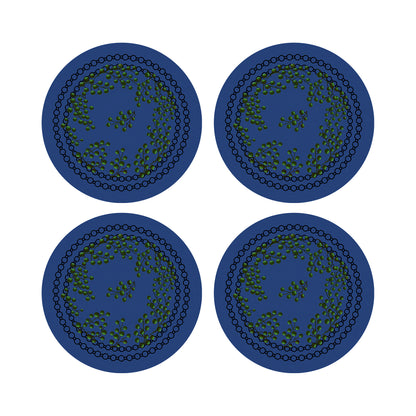 Christmas Berries Vegan Leather Round Pebble Placemat