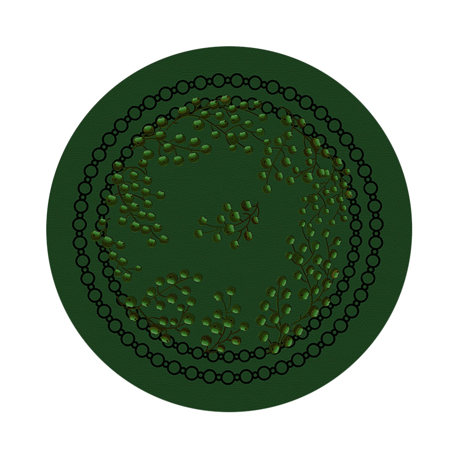 Christmas Berries Green Green 16 Round Pebble Placemat Set of 4 - nicolettemayer.com