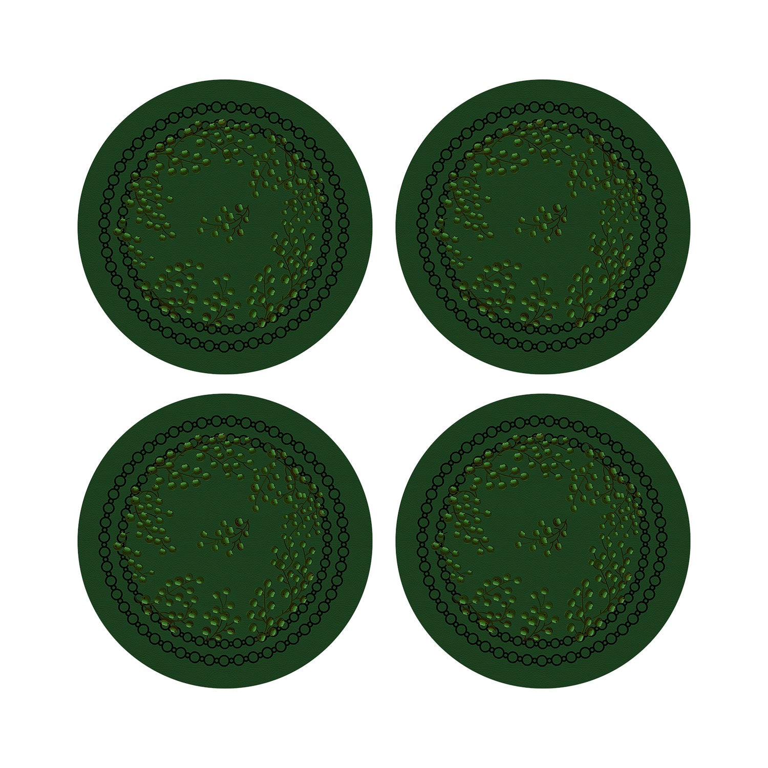 Christmas Berries Vegan Leather Round Pebble Placemat