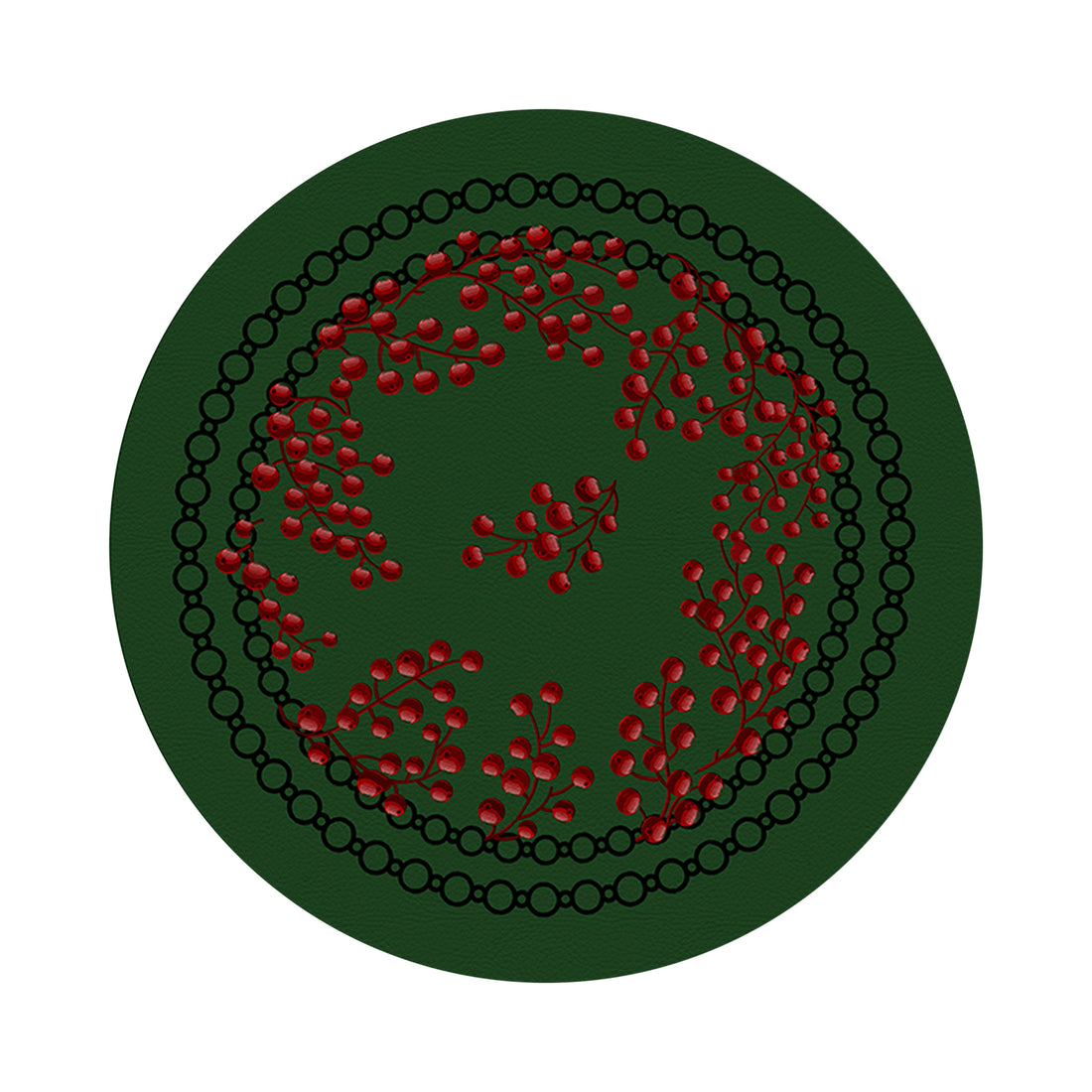 Christmas Berries Red Green 16 Round Pebble Placemat Set of 4 - nicolettemayer.com