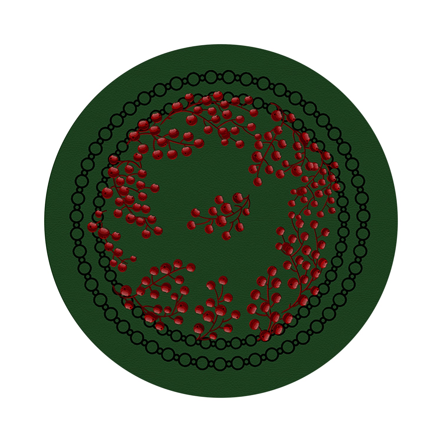 Christmas Berries Red Green 16 Round Pebble Placemat Set of 4 - nicolettemayer.com