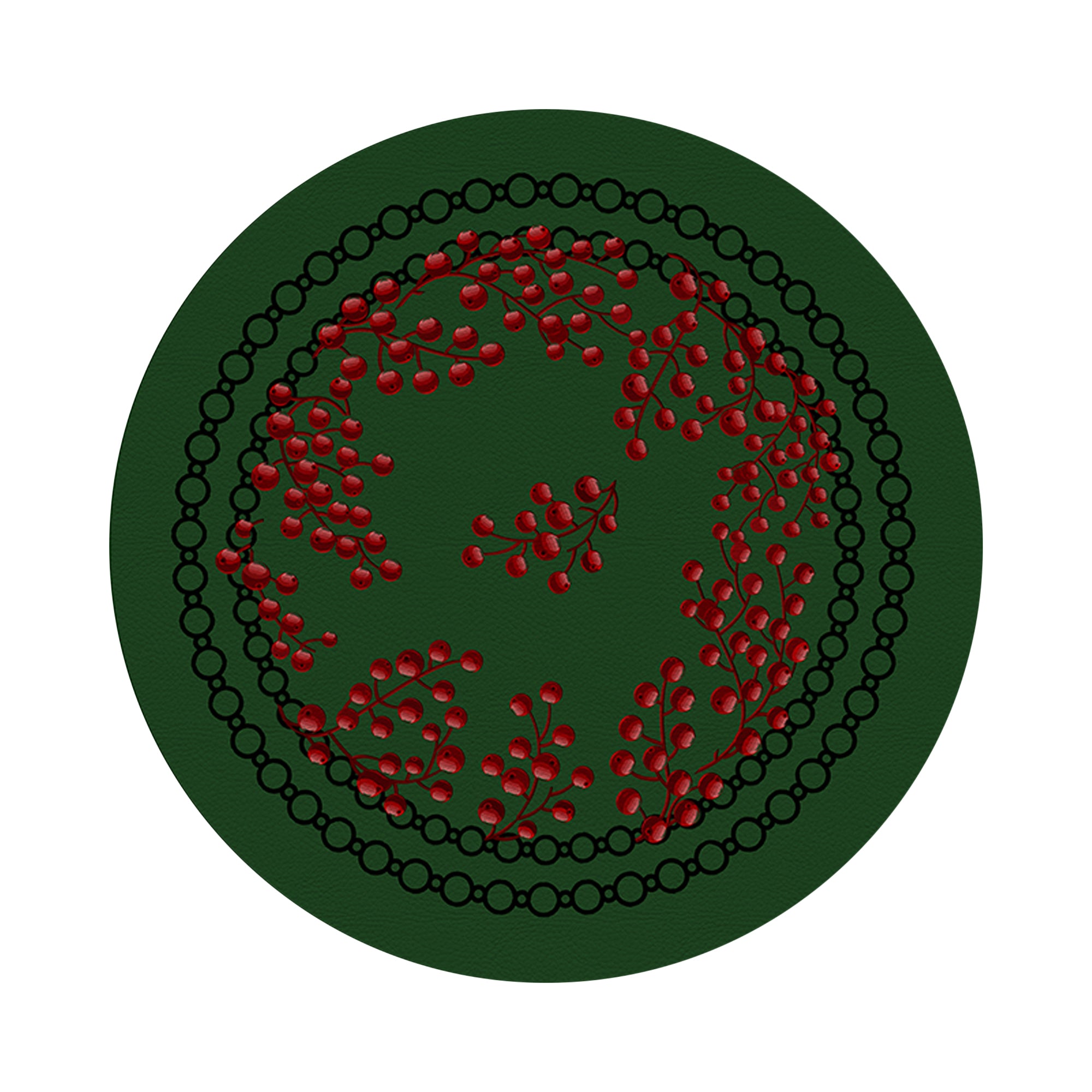 Christmas Berries Red Green 16 Round Pebble Placemat Set of 4 - nicolettemayer.com