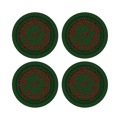 Christmas Berries Vegan Leather Round Pebble Placemat