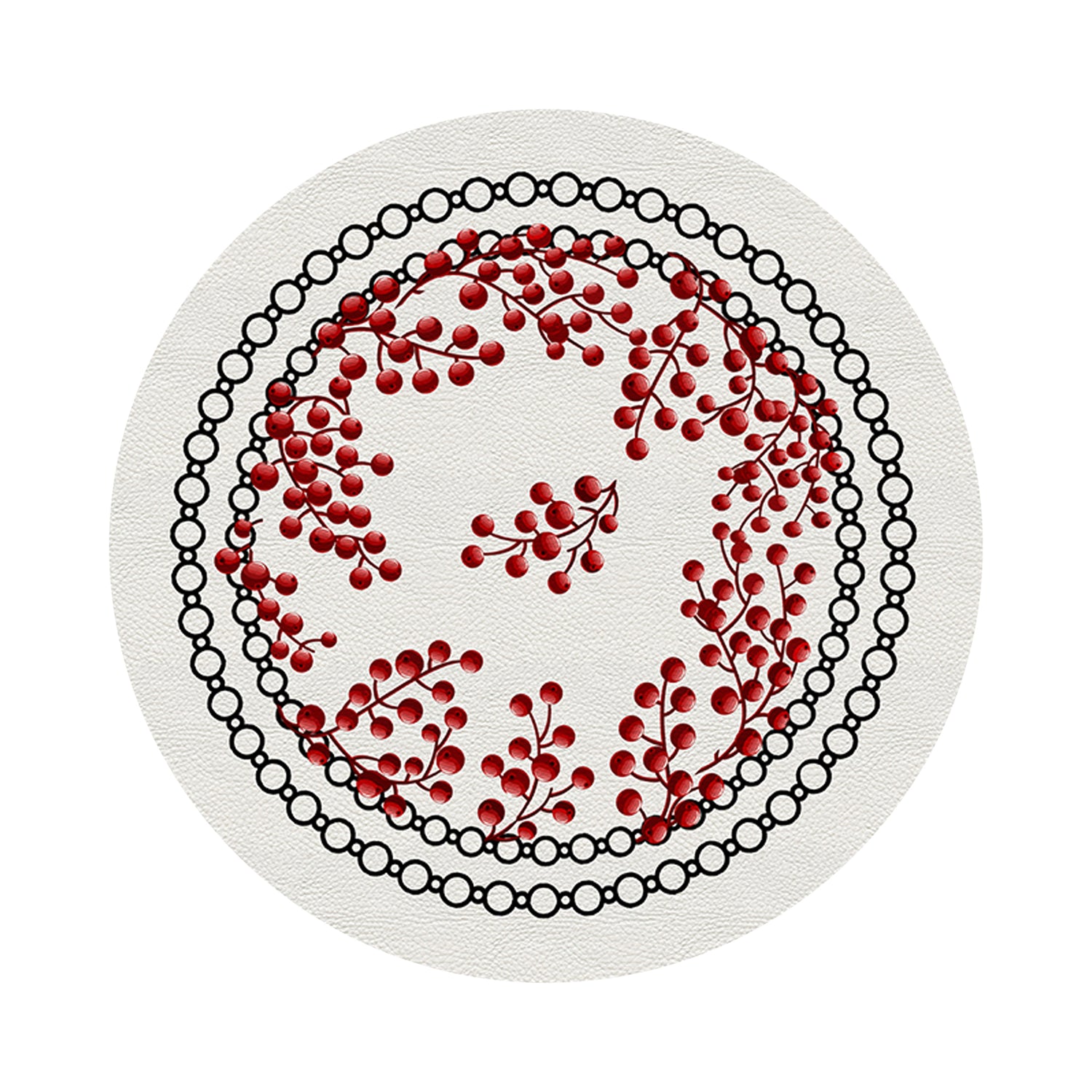 Christmas Berries Red White 16 Round Pebble Placemat Set of 4 - nicolettemayer.com