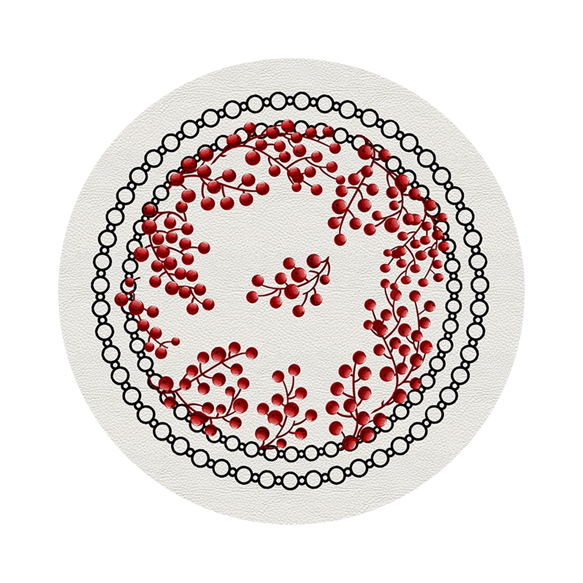 Christmas Berries Red White 16 Round Pebble Placemat Set of 4 - nicolettemayer.com