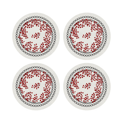 Christmas Berries Vegan Leather Round Pebble Placemat