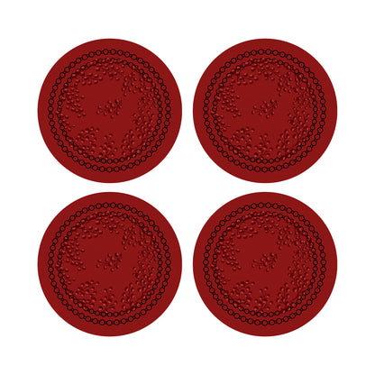 Christmas Berries Vegan Leather Round Pebble Placemat