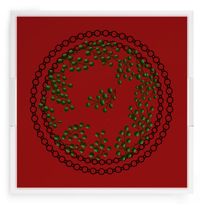 Christmas Berries Green Red 18X18 Acrylic Tray - nicolettemayer.com
