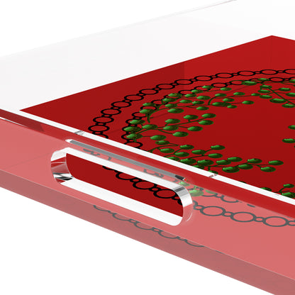 Christmas Berries Green Red 18X18 Acrylic Tray - nicolettemayer.com
