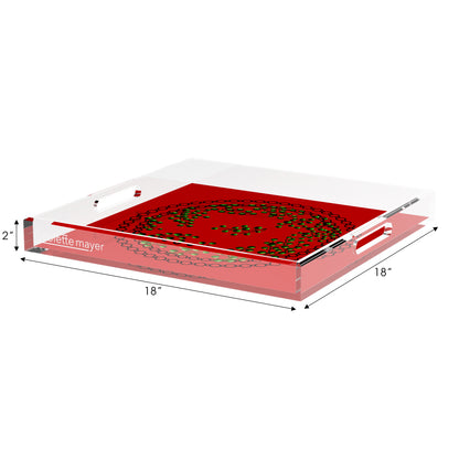 Christmas Berries Green Red 18X18 Acrylic Tray - nicolettemayer.com
