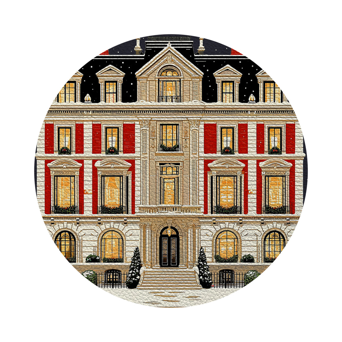 Christmas On Fifth Avenue Vegan Leather Round Pebble Placemat
