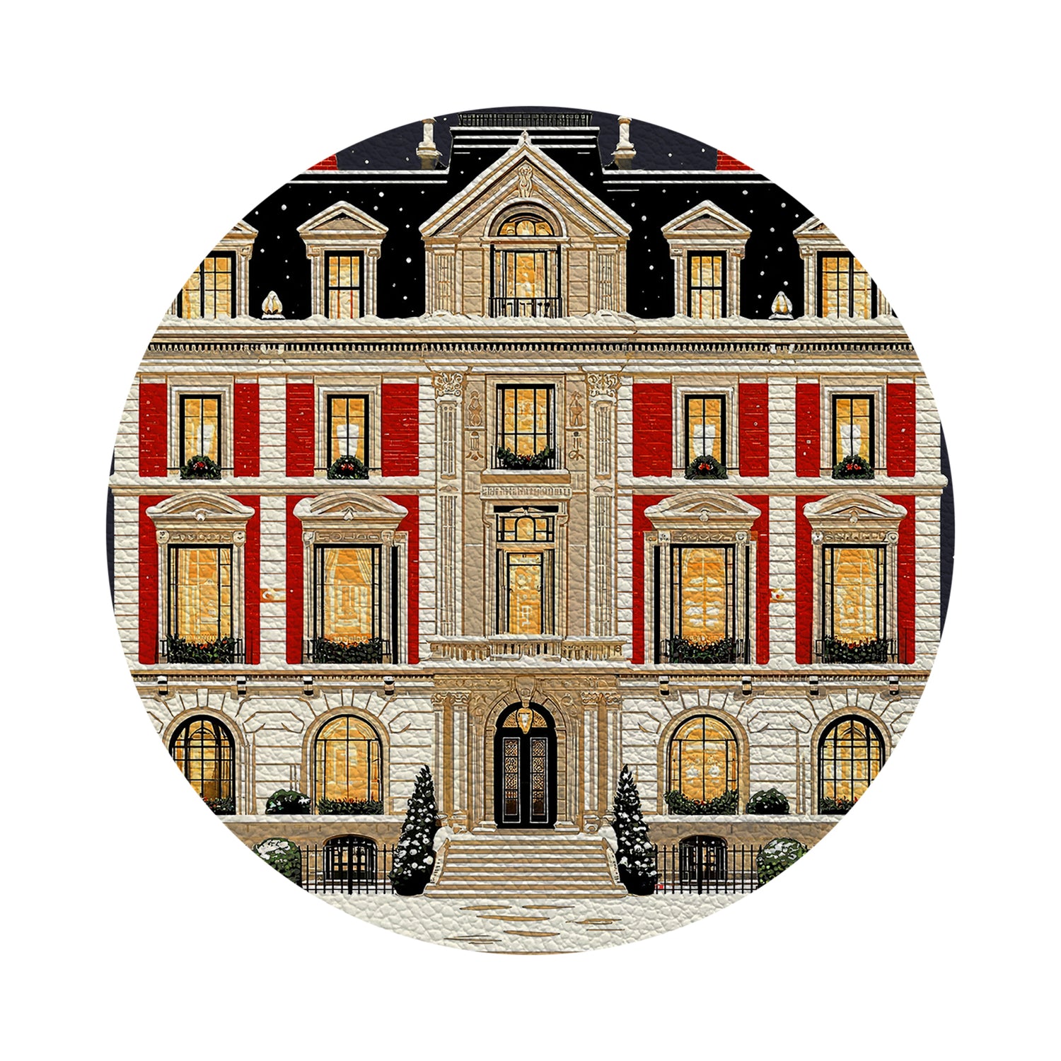 Christmas On Fifth Avenue Vegan Leather Round Pebble Placemat