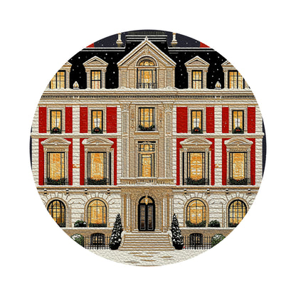 Christmas On Fifth Avenue Vegan Leather Round Pebble Placemat