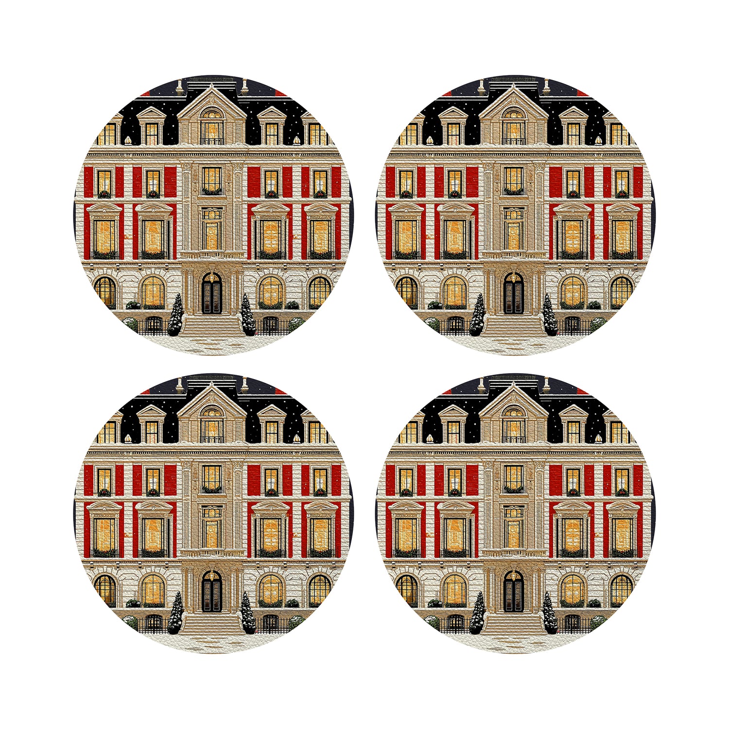 Christmas On Fifth Avenue Vegan Leather Round Pebble Placemat