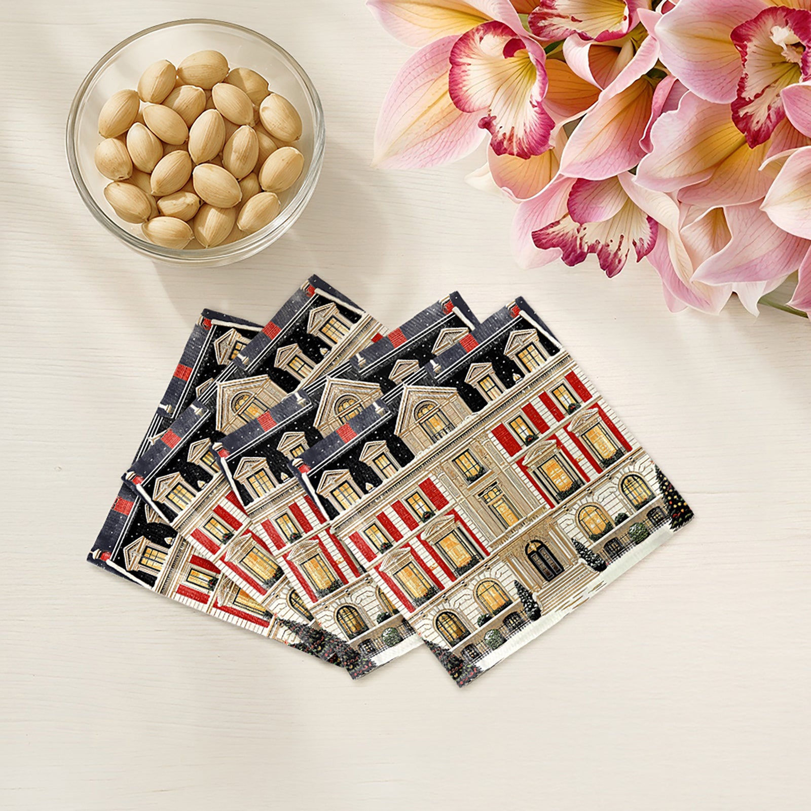 Christmas On Fifth Avenue Cotton Sateen Cocktail Napkins