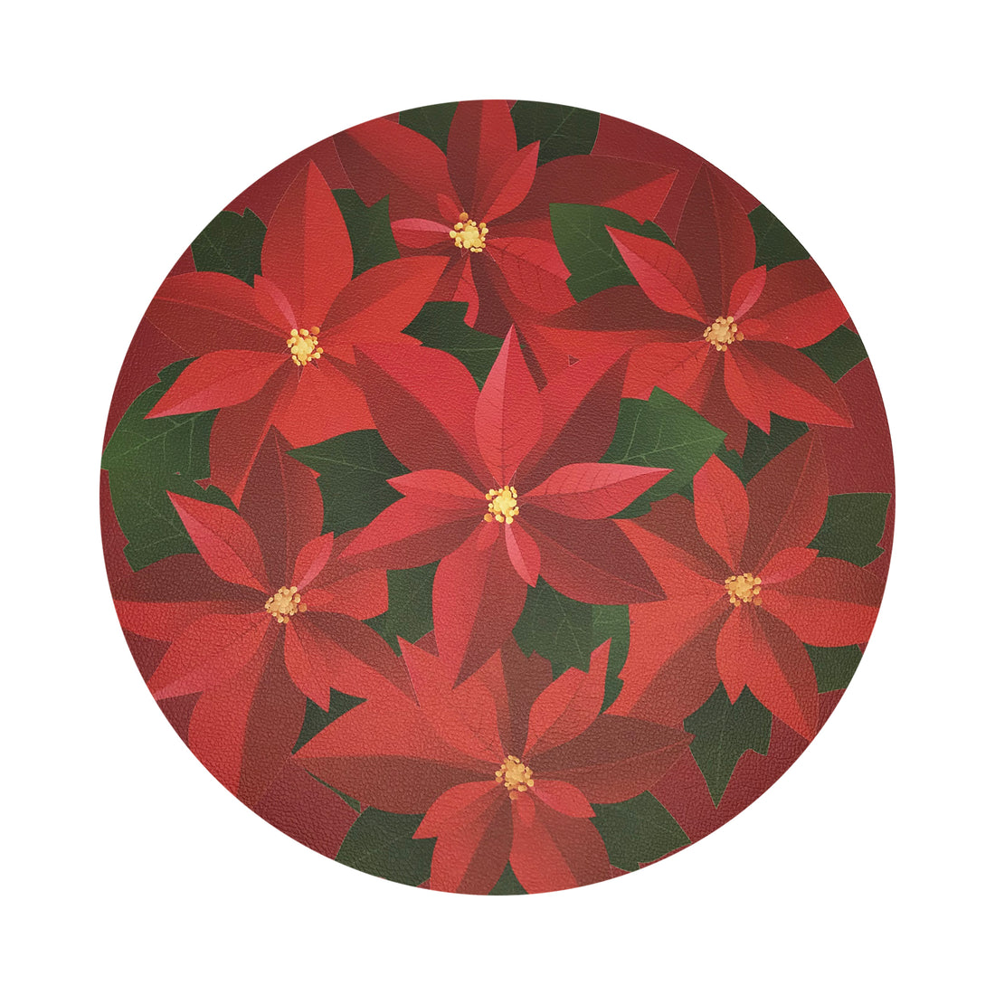 CHRISTMAS POINSETTIA 16 ROUND PEBBLE PLACEMAT, SET OF 4 - nicolettemayer.com