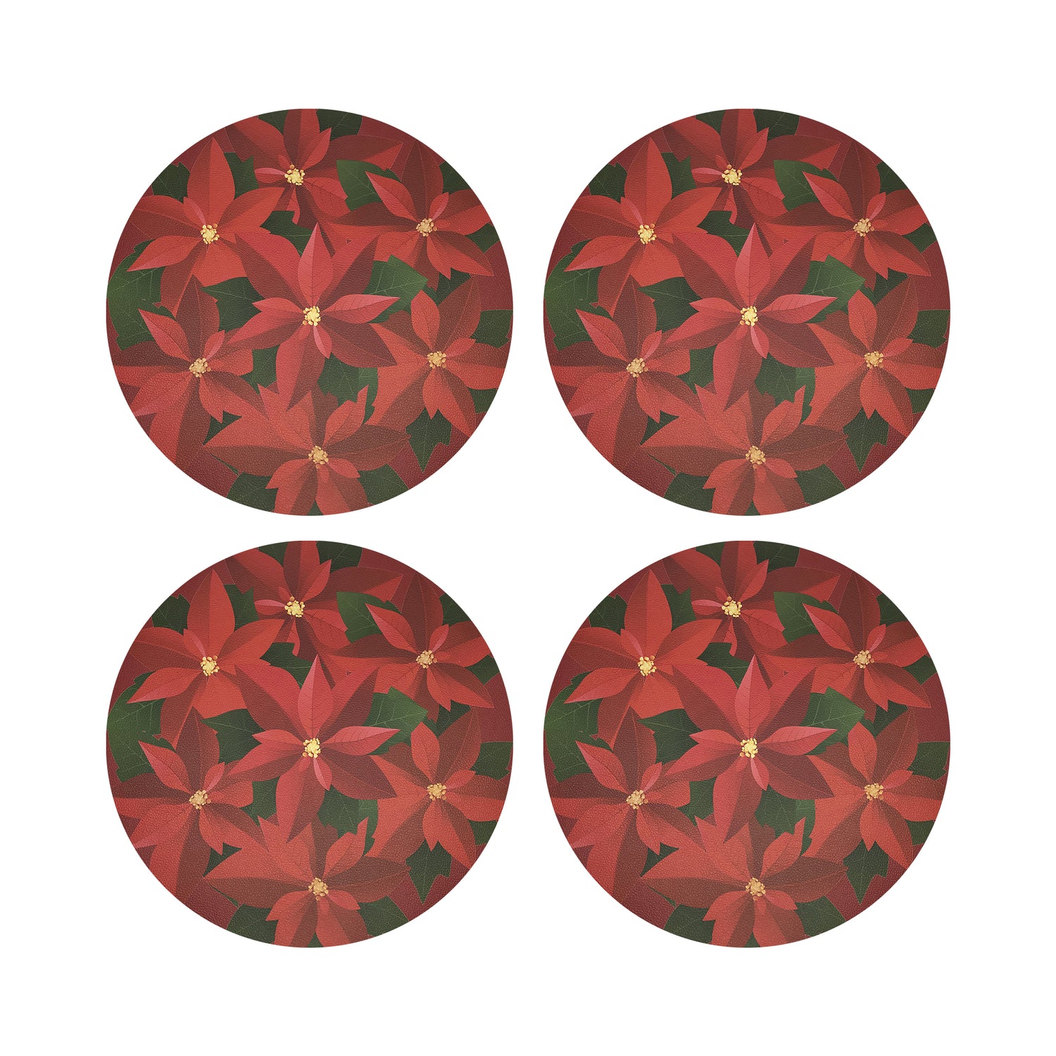 CHRISTMAS POINSETTIA 16 ROUND PEBBLE PLACEMAT, SET OF 4 - nicolettemayer.com
