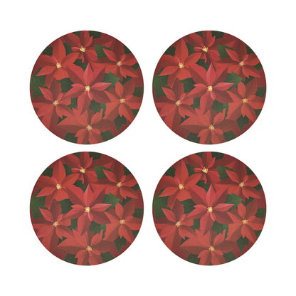 CHRISTMAS POINSETTIA 16 ROUND PEBBLE PLACEMAT, SET OF 4 - nicolettemayer.com