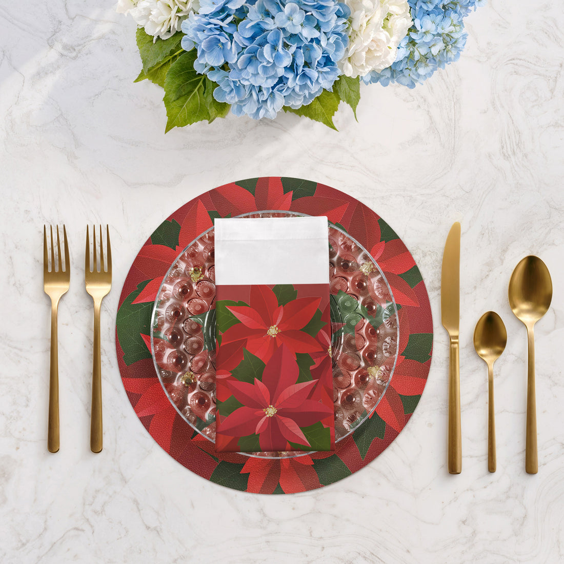 Christmas Poinsettia Cotton Sateen Dinner Napkins - nicolettemayer.com