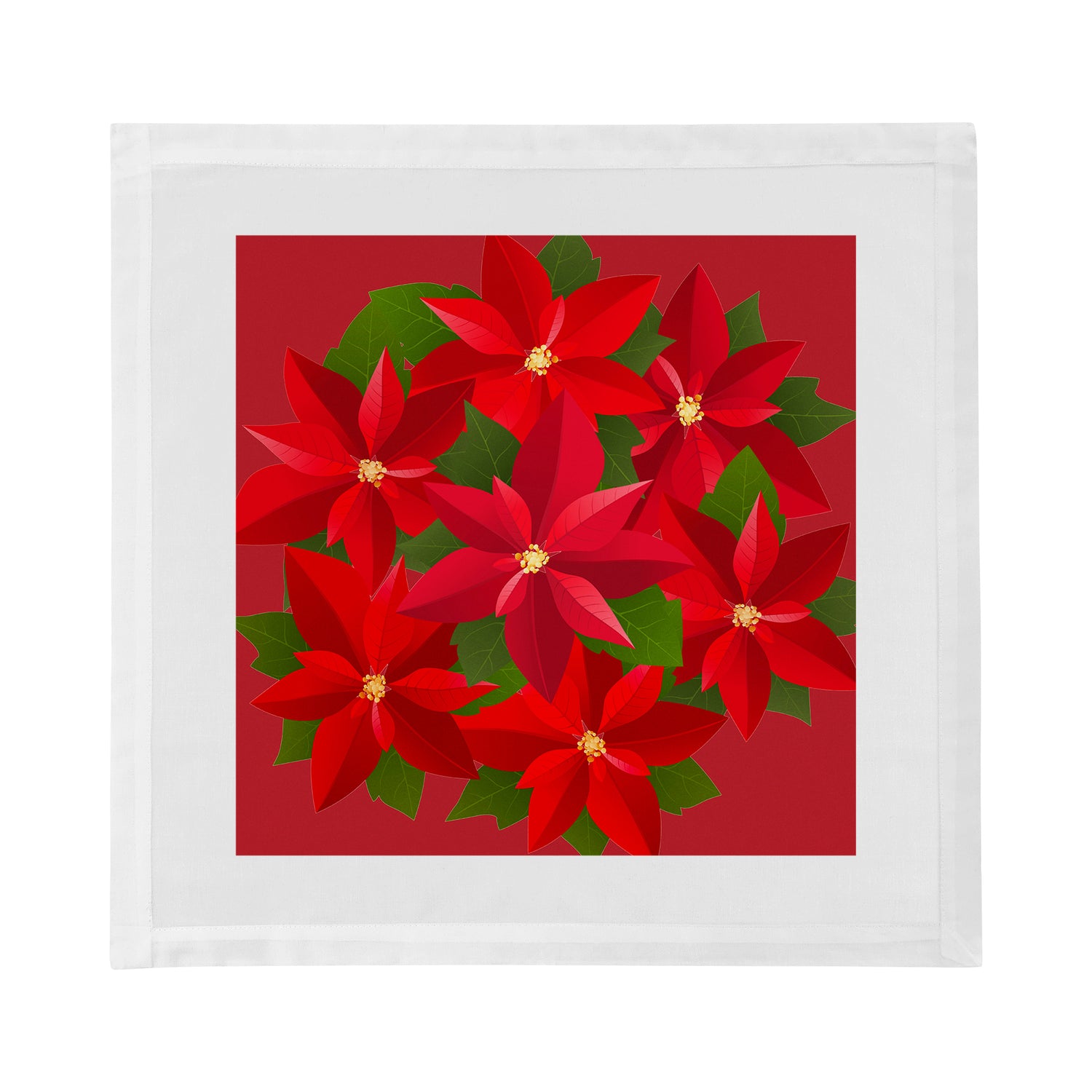 Christmas Poinsettia Cotton Sateen Dinner Napkins - nicolettemayer.com