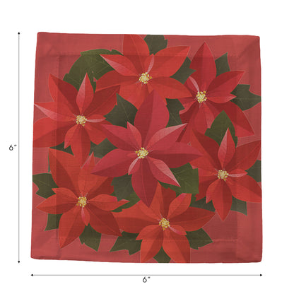 Poinsettia Cotton Sateen Cocktail Napkins