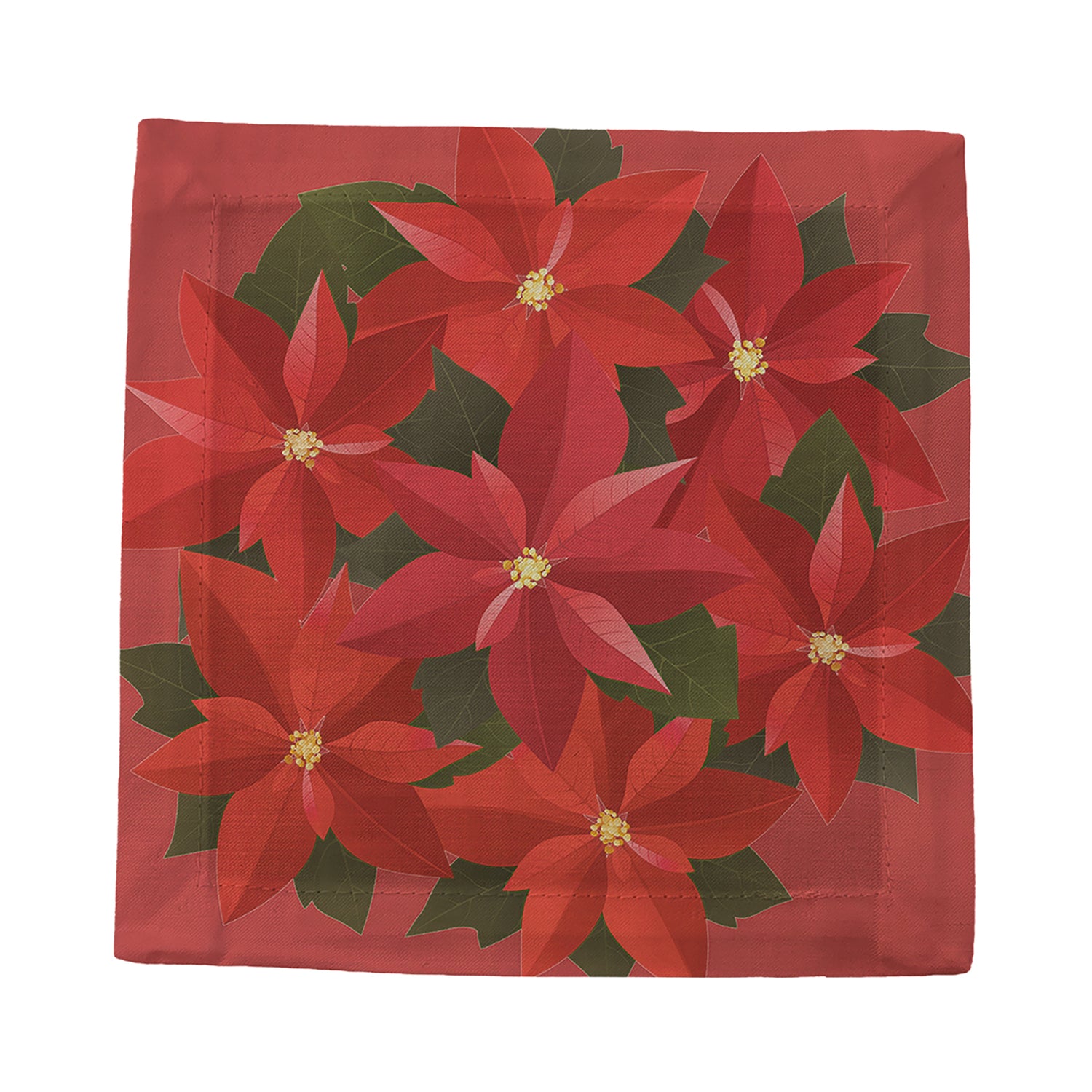 Poinsettia Cotton Sateen Cocktail Napkins