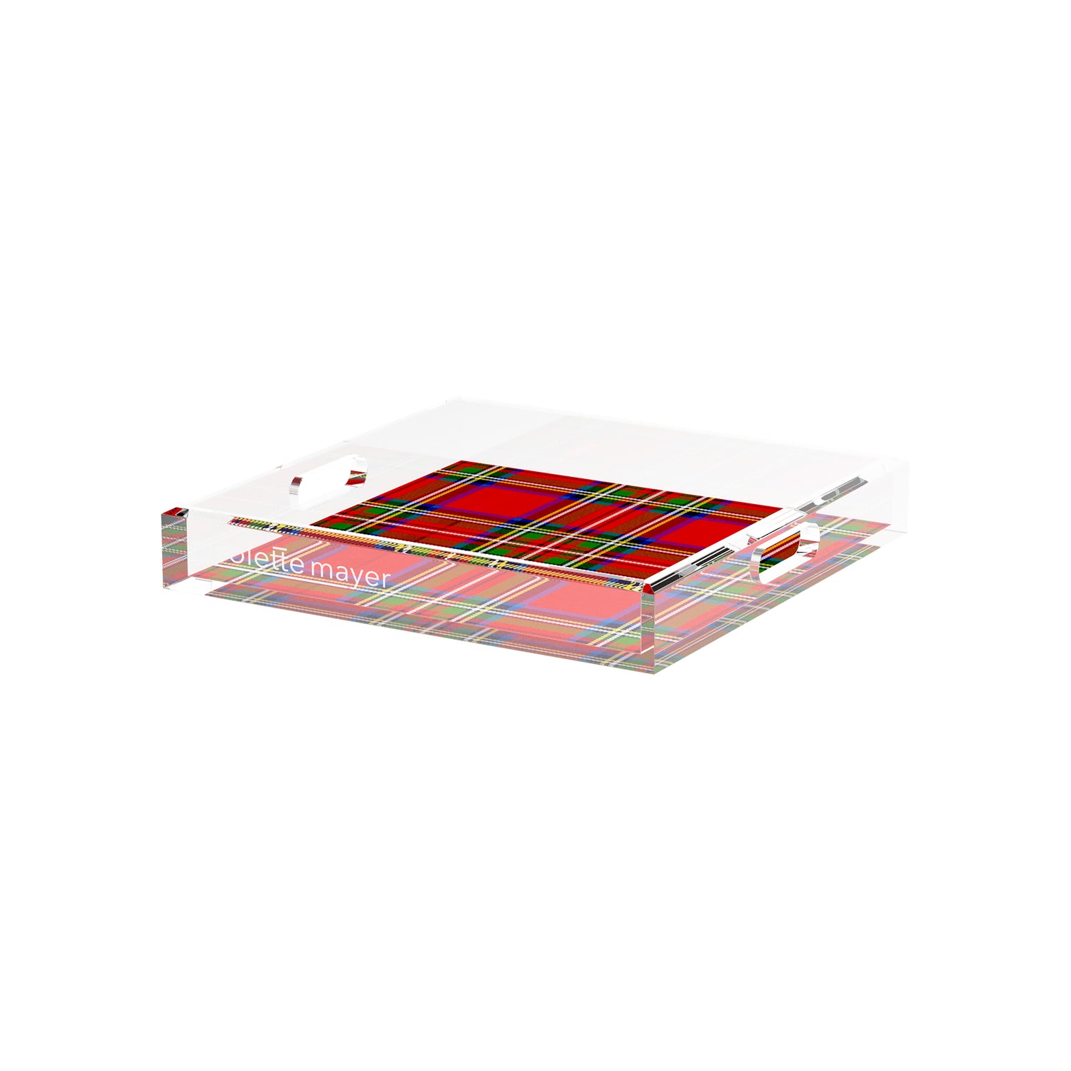 Christmas Tartan Red 12X12 Acrylic Tray - nicolettemayer.com