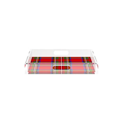 Christmas Tartan Red 12X12 Acrylic Tray - nicolettemayer.com