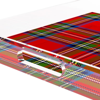 Christmas Tartan Red 12X12 Acrylic Tray - nicolettemayer.com