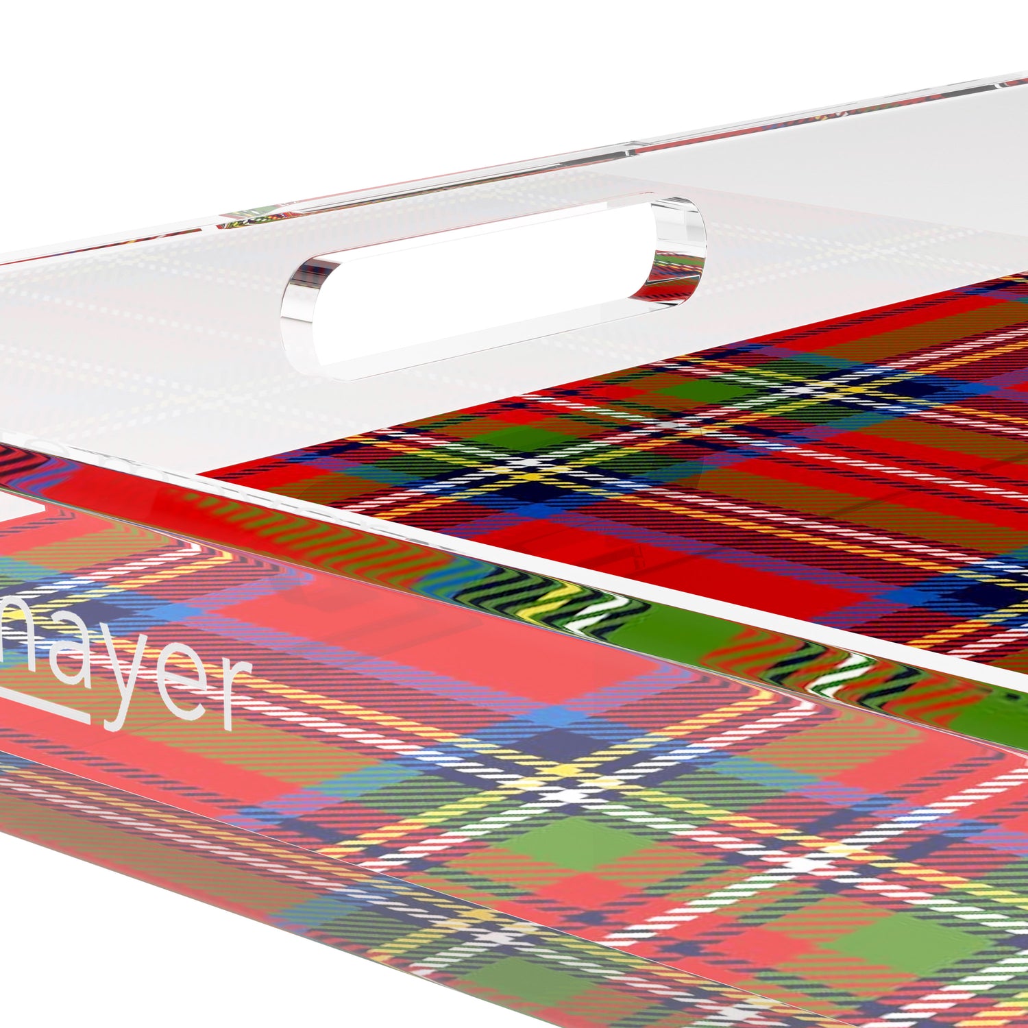 Christmas Tartan Red 12X12 Acrylic Tray - nicolettemayer.com