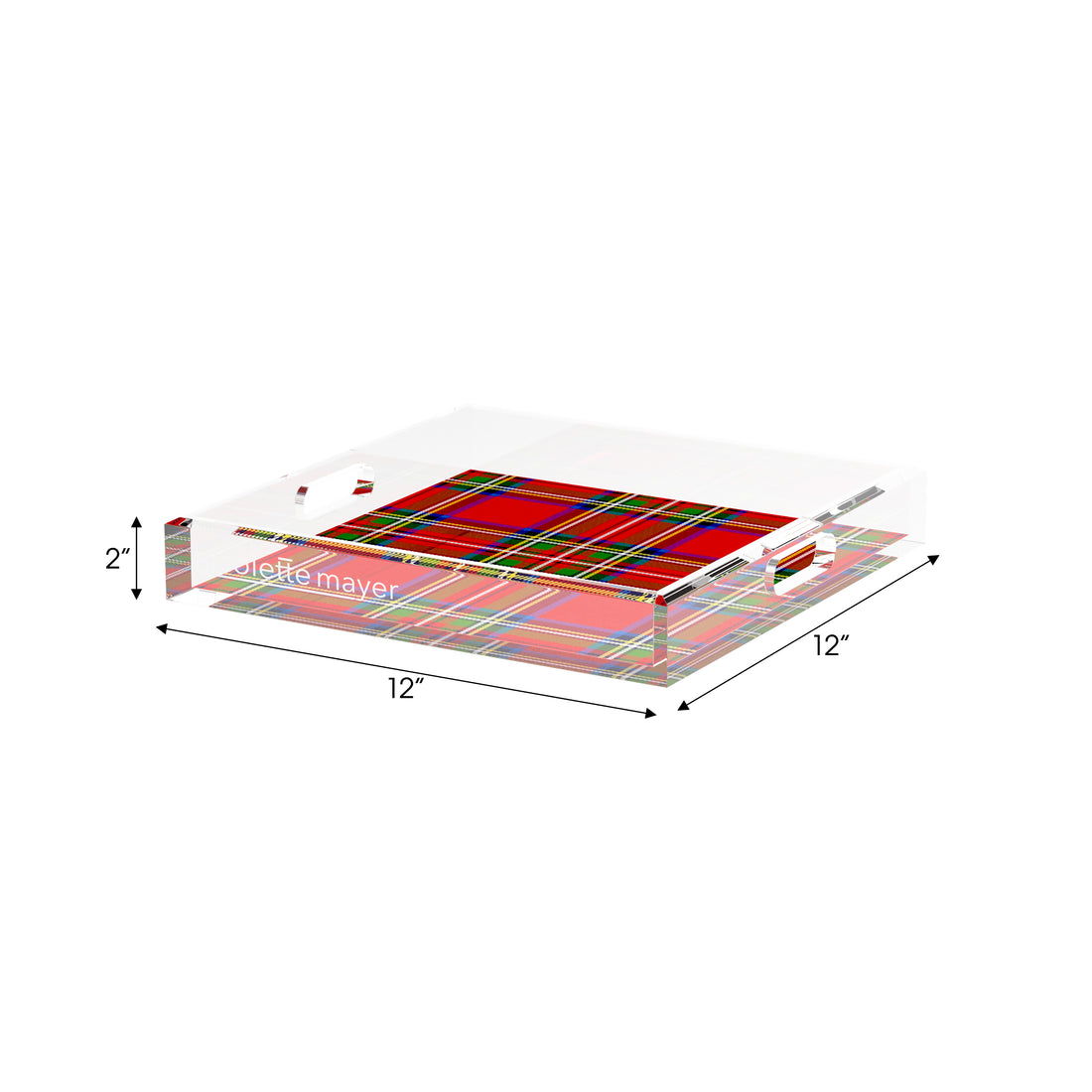 Christmas Tartan Red 12X12 Acrylic Tray - nicolettemayer.com
