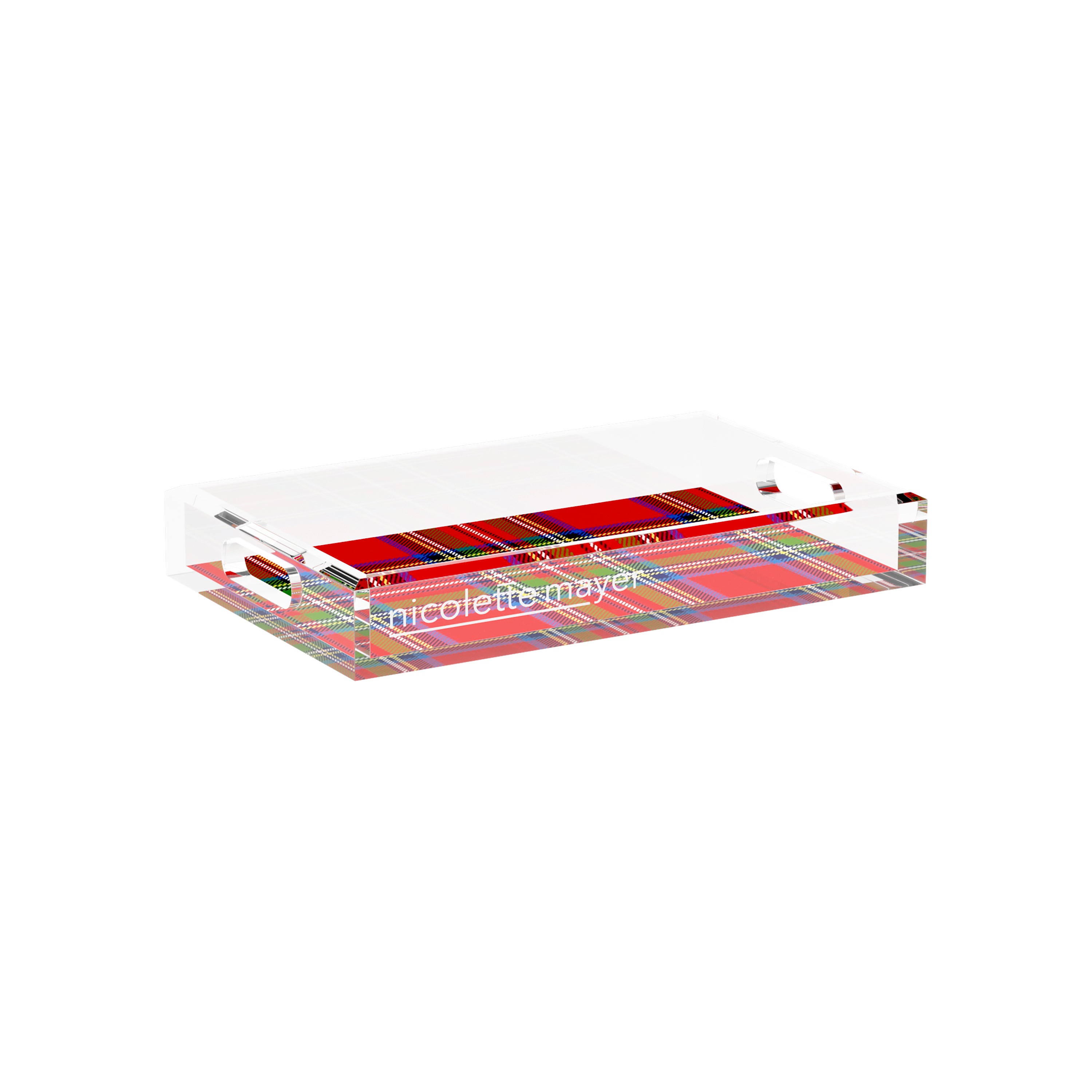 Christmas Tartan Red 12.5X7.75 Acrylic Tray - nicolettemayer.com
