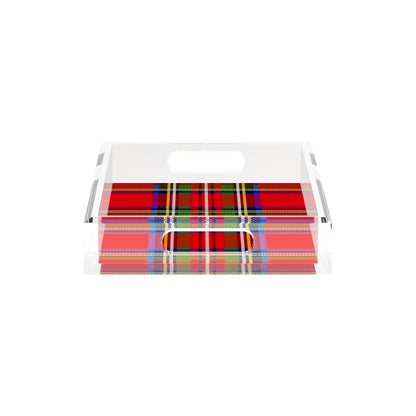 Christmas Tartan Red 12.5X7.75 Acrylic Tray - nicolettemayer.com
