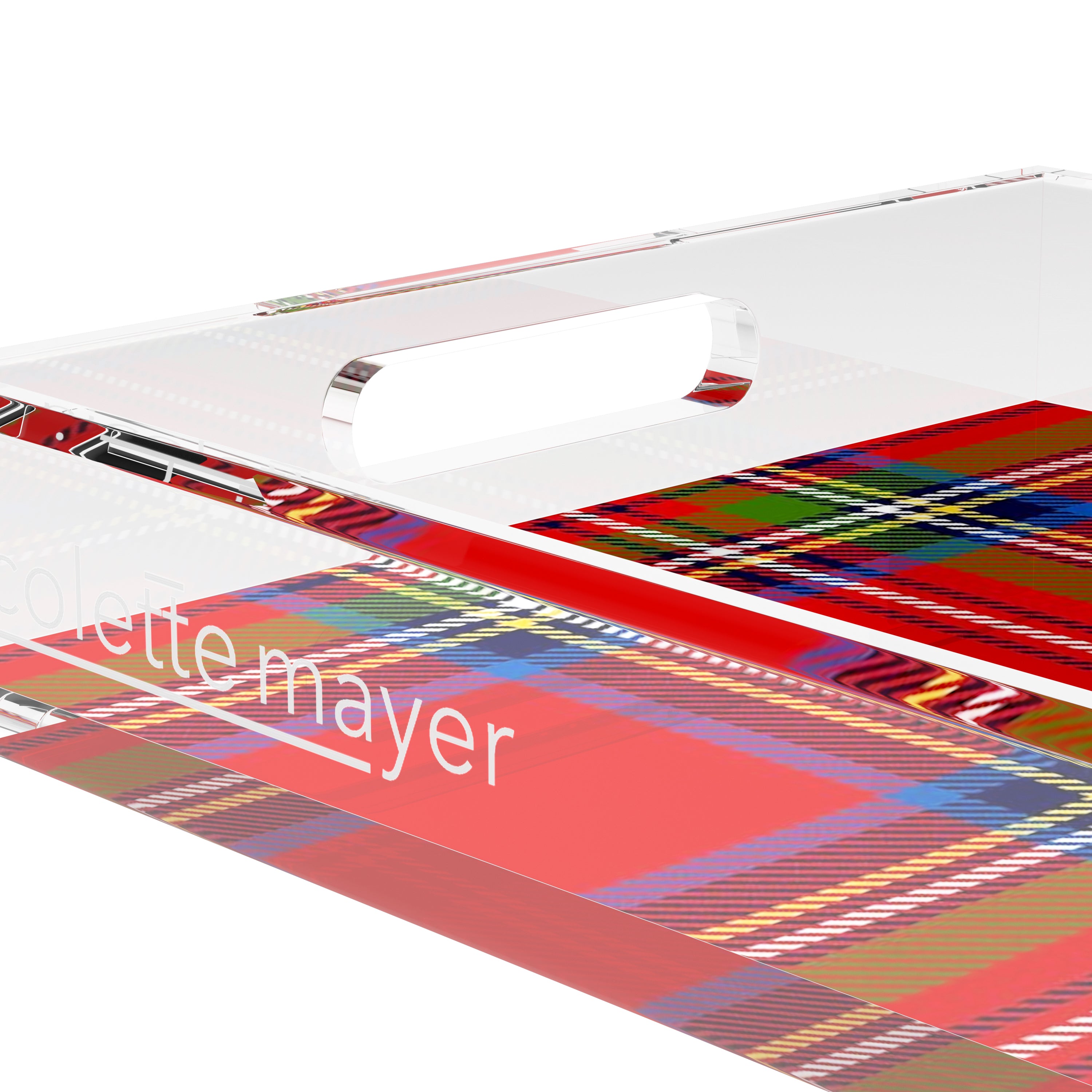 Christmas Tartan Red 12.5X7.75 Acrylic Tray - nicolettemayer.com

