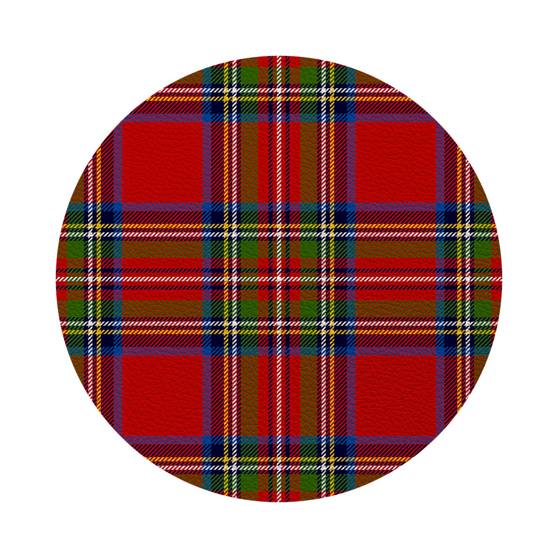 Christmas Tartan Red Vegan Leather Round Pebble Placemat