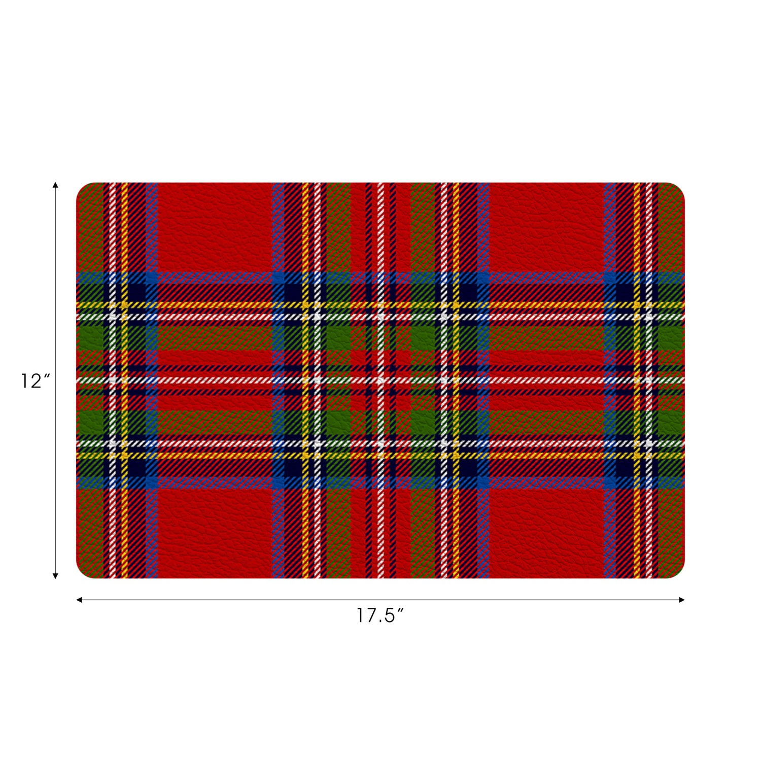 Christmas Tartan Red Vegan Leather Rectangle Pebble Placemat