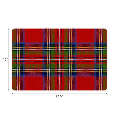 Christmas Tartan Red Vegan Leather Rectangle Pebble Placemat