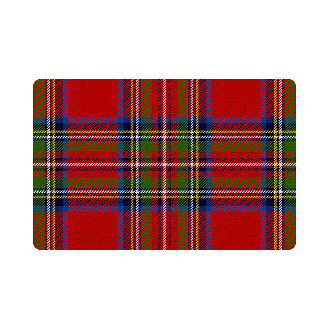 Christmas Tartan Red Vegan Leather Rectangle Pebble Placemat
