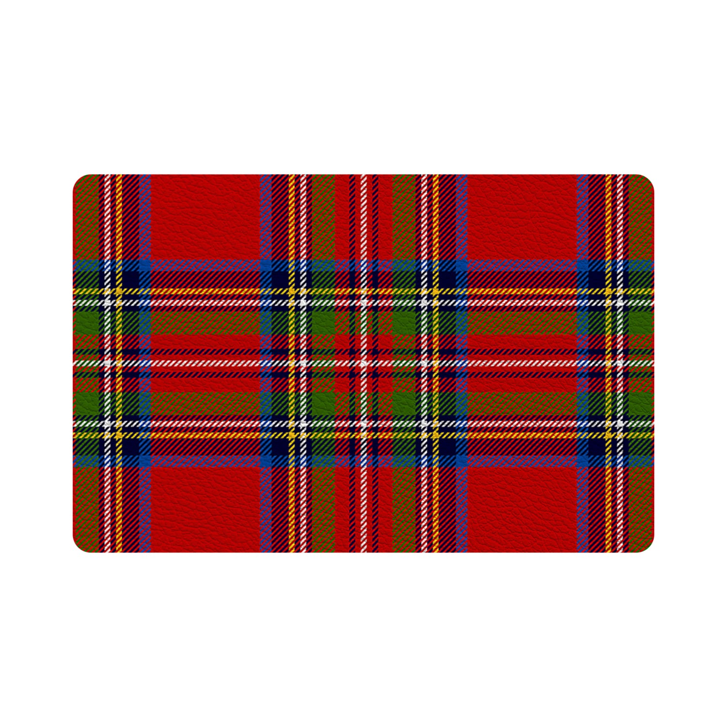Christmas Tartan Red Vegan Leather Rectangle Pebble Placemat