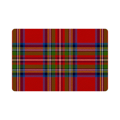 Christmas Tartan Red Vegan Leather Rectangle Pebble Placemat