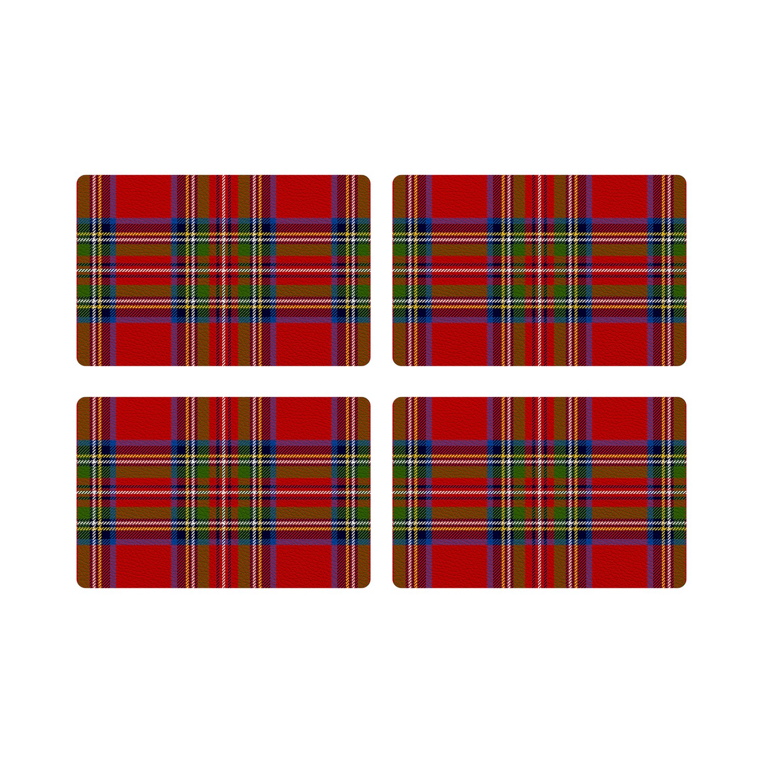 Christmas Tartan Red Vegan Leather Rectangle Pebble Placemat