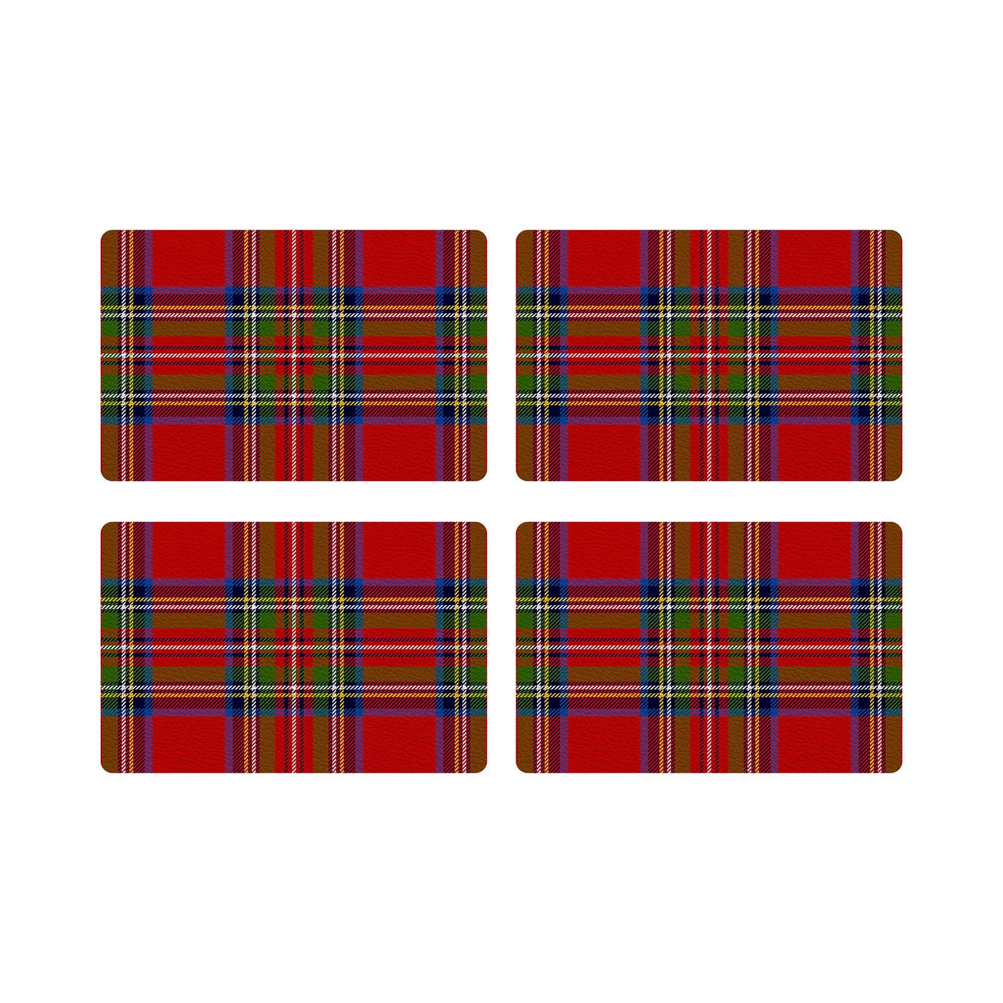 Christmas Tartan Red Vegan Leather Rectangle Pebble Placemat