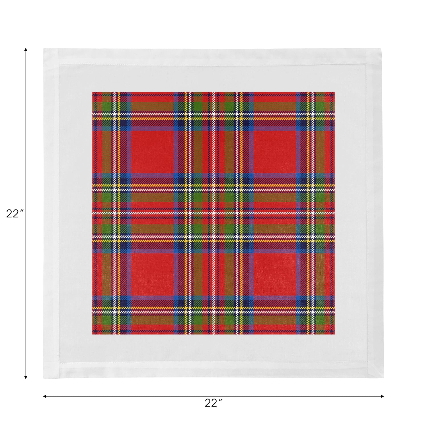 Christmas Tartan Red Cotton Sateen Dinner Napkins